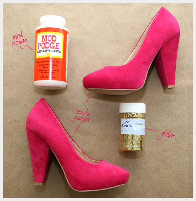 diy red glitter shoes