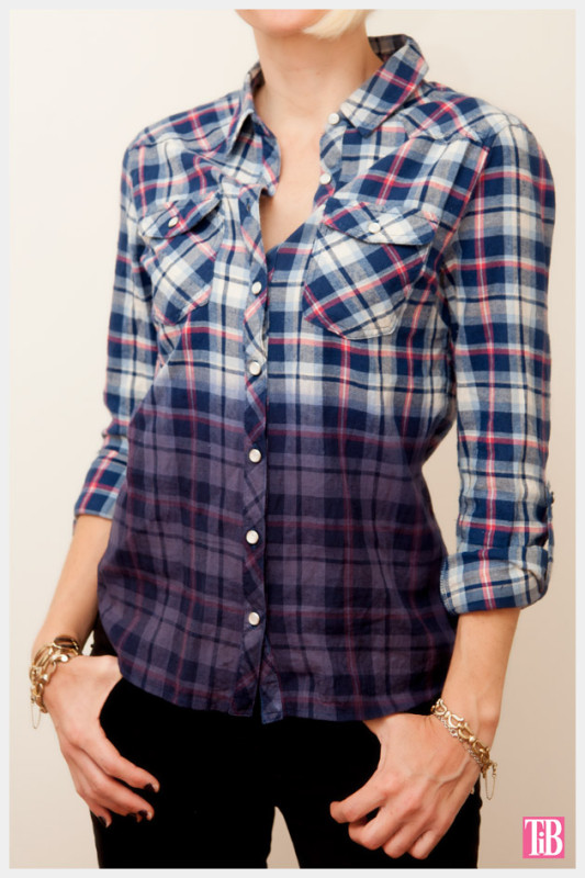 dip dye plaid shirt