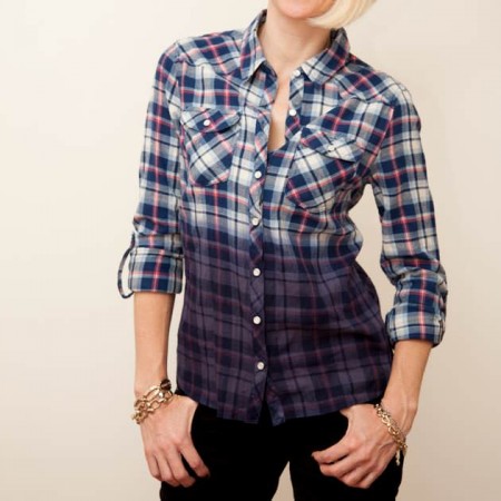 dip dye plaid shirt