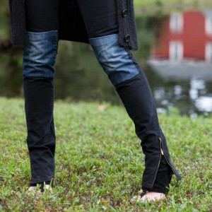 DIY Patched Skinny Jeans