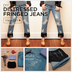 Distressed Fringed Jeans DIY